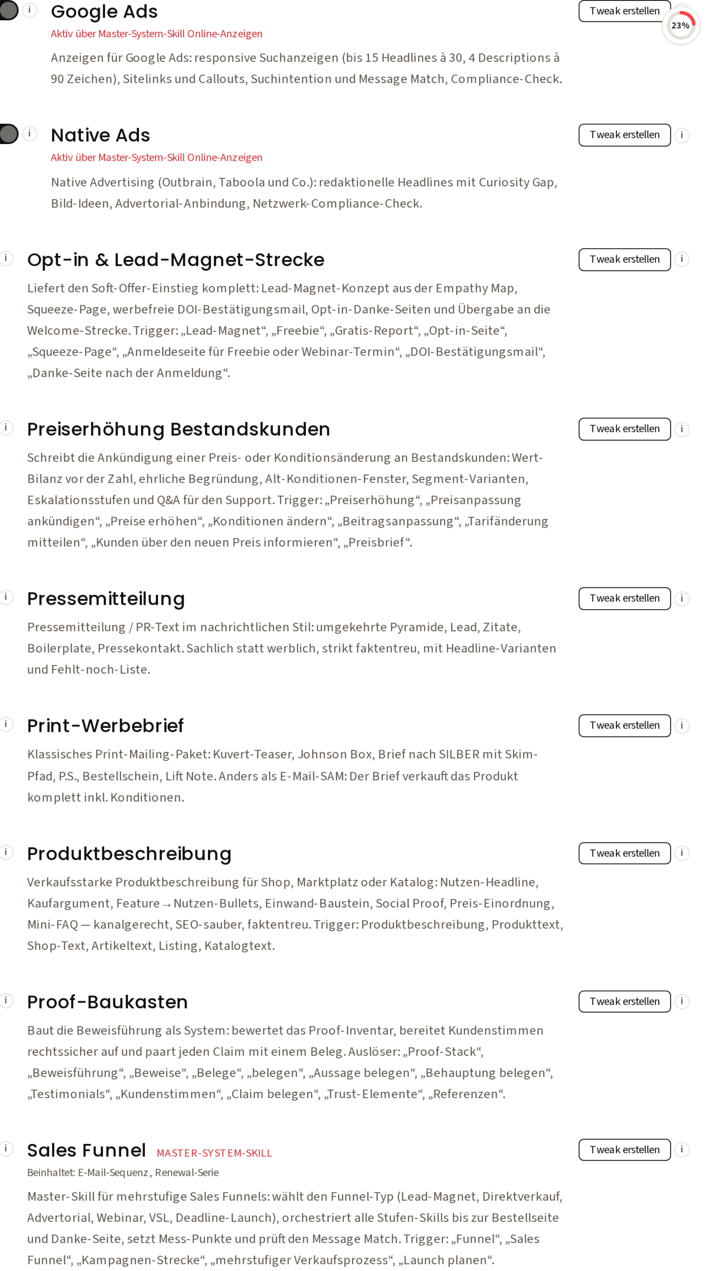 Übersicht der Werbemittel-Formate in copywriting-ki